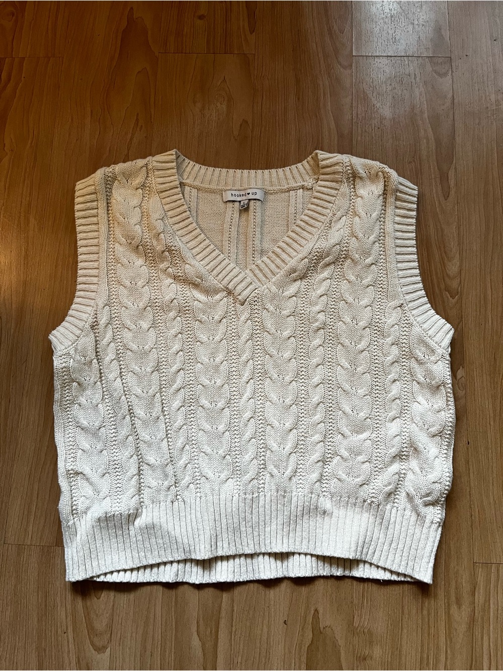 Old money preppy fisherman Cable Knit V‑Neck Sweater Vest large